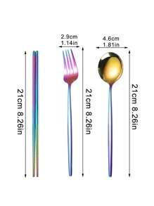 3 piezas Set cubiertos de acero inoxidable - Multicolor - Ver 2