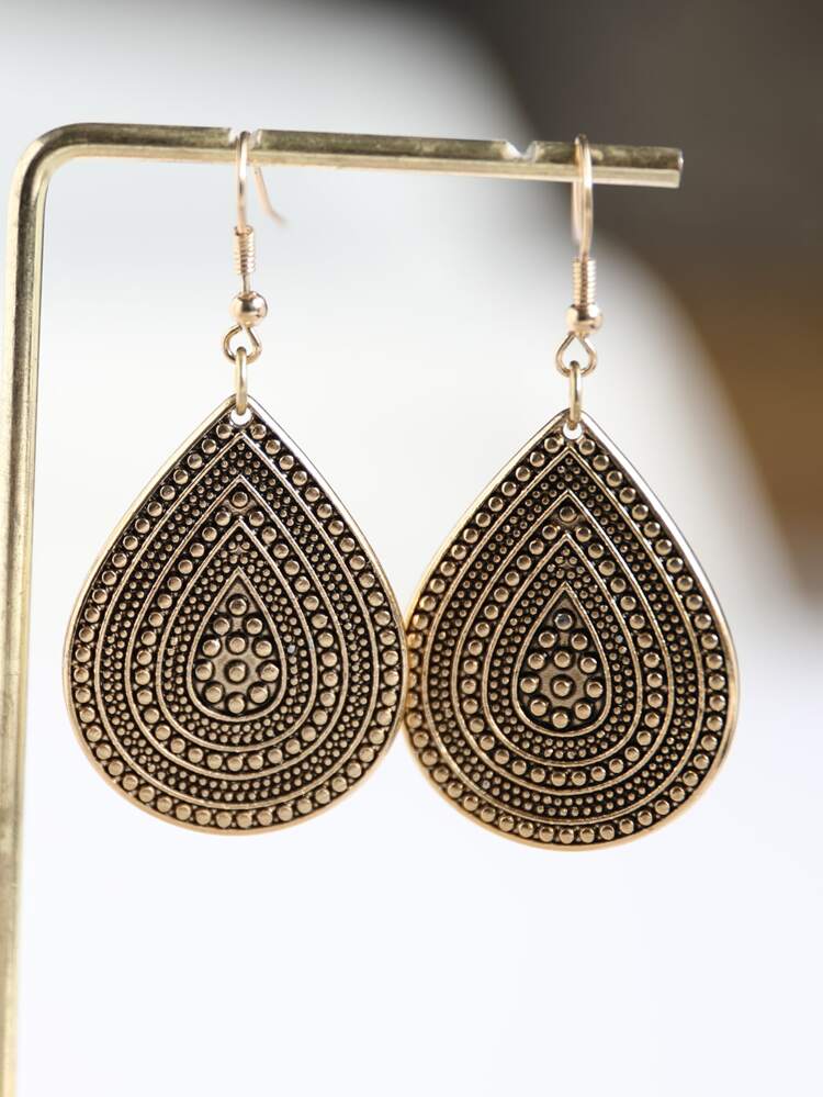 1 Pair Bohemian Style Water Drop Shaped Retro Fashion Earrings, Elegant Accessories Suitable For Women's Party And Date Wear