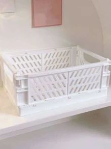 1 pieza unicolor plegable escritorio Papelería Cesta de almacenamiento - Blanco - Ver 3