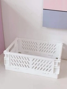 1 pieza unicolor plegable escritorio Papelería Cesta de almacenamiento - Blanco - Ver 4