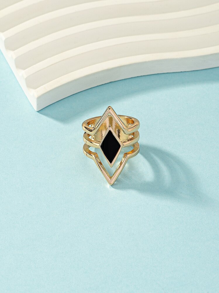 Geometric Decor Ring - Yellow Gold - View 2