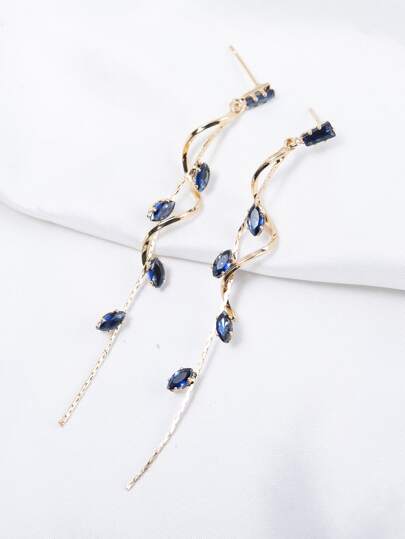 1 Pair Luxury Elegant Teardrop, Star, Leaf Zirconia Chain Tassel Earrings, Suitable For Women's Daily Wear, Weddings, Formal Events, Available In White, Black, Pink, Green, Blue, Multi-Color