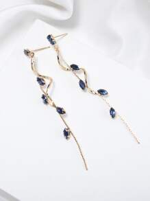 1 Cặp bông tai tua rua hình giọt nước, ngôi sao, lá Zirconia sang trọng thanh lịch, phù hợp cho trang phục hàng ngày của phụ nữ, đám cưới, sự kiện trang trọng, có sẵn màu trắng, đen, hồng, xanh lá cây, xanh lam, nhiều màu - Màu xanh hải quân - Xem 3