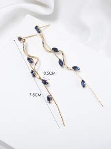 1 Cặp bông tai tua rua hình giọt nước, ngôi sao, lá Zirconia sang trọng thanh lịch, phù hợp cho trang phục hàng ngày của phụ nữ, đám cưới, sự kiện trang trọng, có sẵn màu trắng, đen, hồng, xanh lá cây, xanh lam, nhiều màu - Màu xanh hải quân - Xem 4