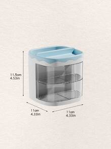 1入組抽屜收納盒小抽屜式辦公桌儲物櫃塑料多層迷你儲物盒家用文具收納盒辦公用品收納盒 - 藍色 - 查看 2