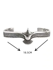 1 Miếng Nam Mạ bạc Chim ưng Đầu Thời trang Vòng đeo tay còng - Bạc - Xem 3