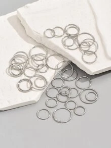 40pcs/set Minimalist Nose Ring Copper Popular Piercing Body Jewelry Gift For Women & Men - Silver - View 3
