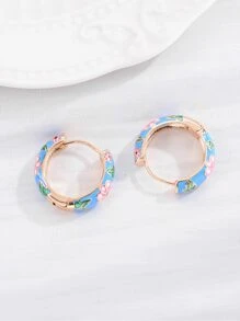 花細節圓耳環 - 彩色 - 查看 4