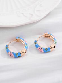 花細節圓耳環 - 彩色 - 查看 5