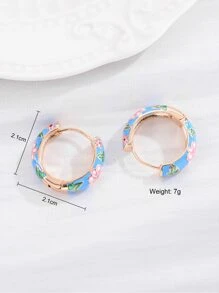 花細節圓耳環 - 彩色 - 查看 6