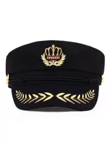 男士葉子刺繡貝克男孩帽波西米亞風格 - 黑色 - 查看 3