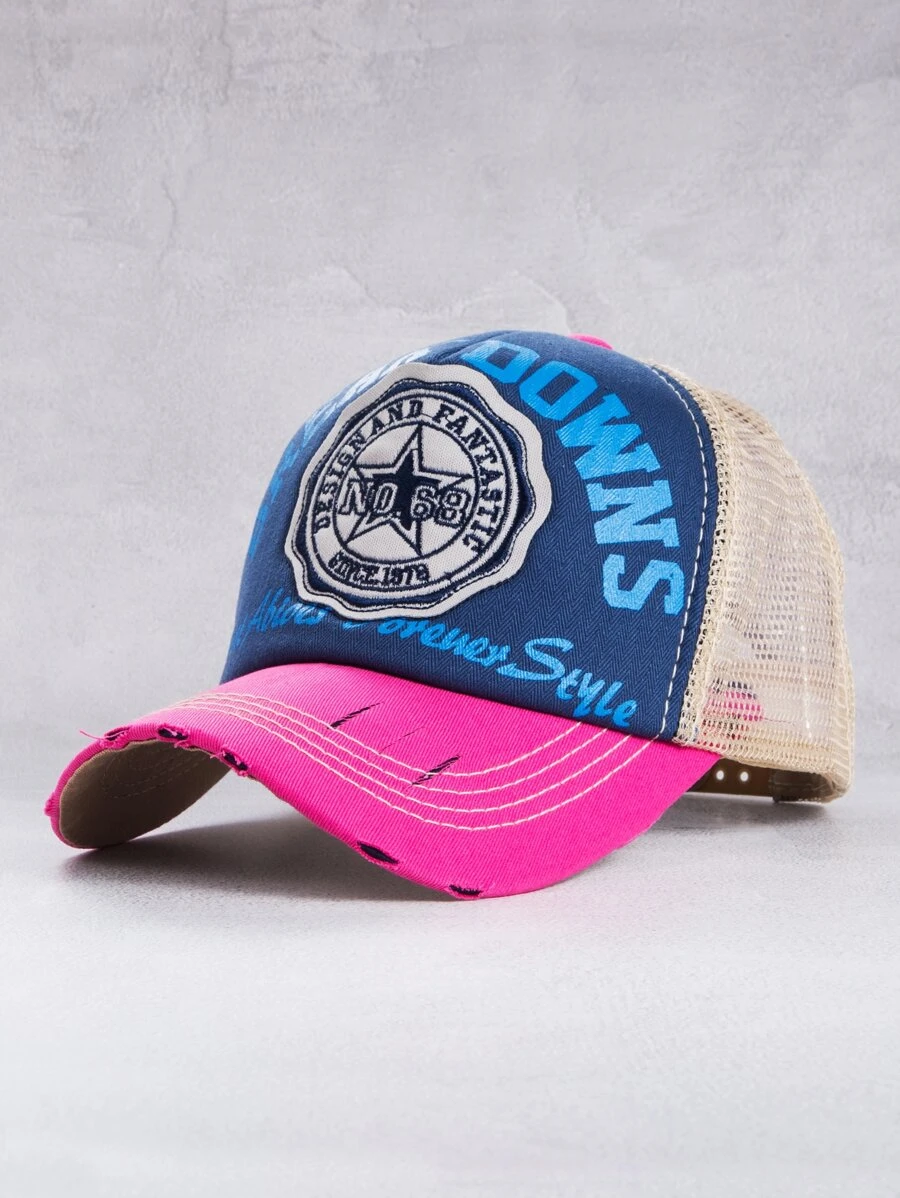 1入組街頭拼色復古風遮陽棒球帽 - 彩色 - 查看 1