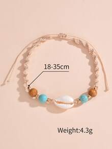 貝殼裝飾串珠腳鏈 - 彩色 - 查看 4