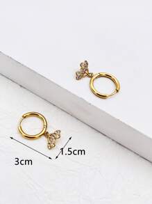 Cubic Zirconia Decor Car Drop Earrings - Yellow Gold - View 3