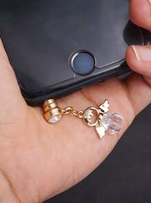 con diseño de diamante de imitación 3,5 MM Jack Móvil Tapón antipolvo - Multicolor - Ver 4