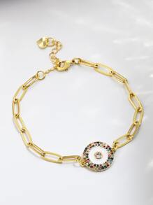 Cubic Zirconia Decor Bracelet - Yellow Gold - View 3