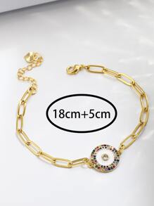 Cubic Zirconia Decor Bracelet - Yellow Gold - View 4
