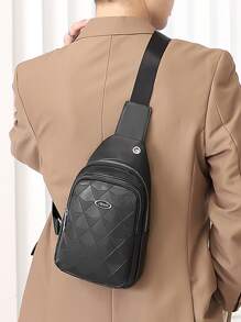 Mini Men Letter Graphic Sling Bag - Black - View 1