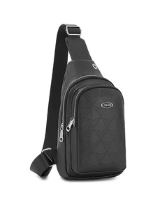 Mini Men Letter Graphic Sling Bag - Black - View 2