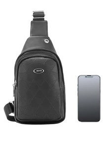 Mini Men Letter Graphic Sling Bag - Black - View 7