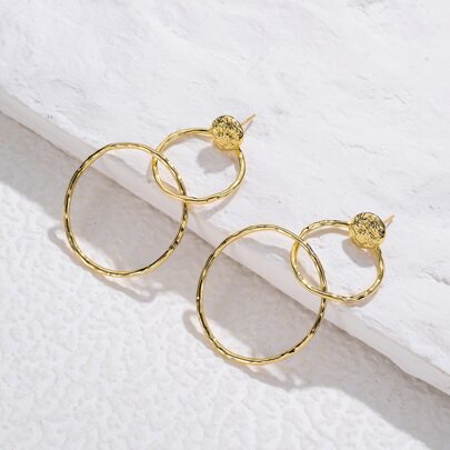2pcs Circle Drop Earrings