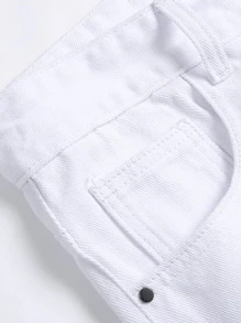 Men Ripped Frayed Skinny Jeans - White - View 3