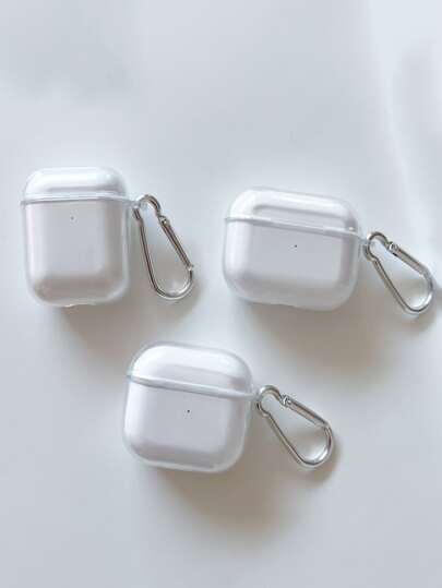 1 PC Transparent TPU Shockproof Earphone Case With Metal Clip For All AirPodsModels (1st, 2nd, 3rd, 4rd,Pro, Pro 2), Scratch-Resistant & Durable