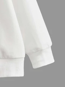 SHEIN Áo nỉ in hình khẩu hiệu dành cho bé trai - trắng - Xem 3