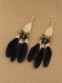 2件套复古夸张羽毛流苏耳环 - 彩色 - 查看 2
