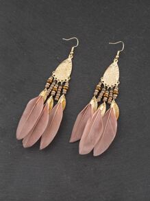 2pcs/Set Women Feather Tassel Earrings, Fashion Versatile For Daily Wear - Multicolor - View 2