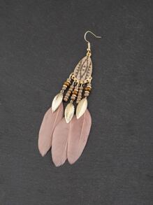 2pcs/Set Women Feather Tassel Earrings, Fashion Versatile For Daily Wear - Multicolor - View 5