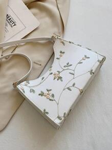 Floral Embroidered Bag - White - View 2