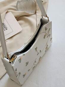Floral Embroidered Bag - White - View 5
