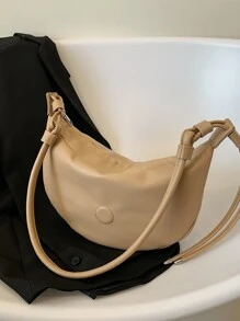Minimalist Zipper Hobo Bag - Khaki - View 3