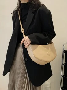 Minimalist Zipper Hobo Bag - Khaki - View 4