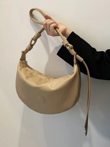Minimalist Zipper Hobo Bag - Khaki - View 6