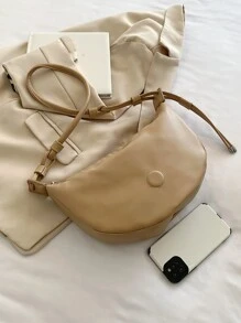 Minimalist Zipper Hobo Bag - Khaki - View 8
