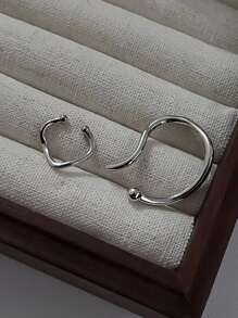 2 chiếc vòng bít tai tối giản - Bạc - Xem 1