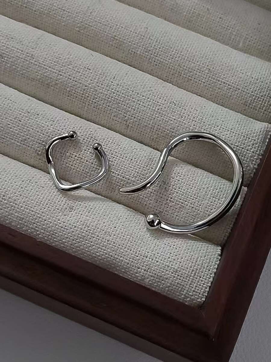 2 chiếc vòng bít tai tối giản - Bạc - Xem 1