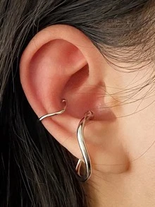 2 chiếc vòng bít tai tối giản - Bạc - Xem 2