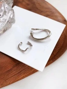 2 chiếc vòng bít tai tối giản - Bạc - Xem 6