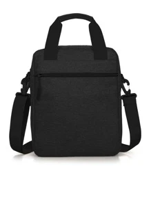 Hombres Bolsa cuadrada con estampado de letra - Negro - Ver 4