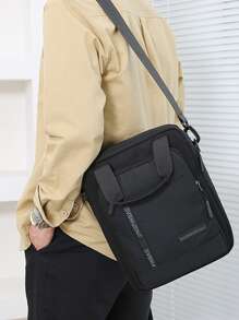 Hombres Bolsa cuadrada con estampado de letra - Negro - Ver 1