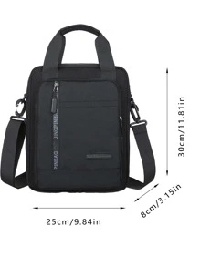 Hombres Bolsa cuadrada con estampado de letra - Negro - Ver 5