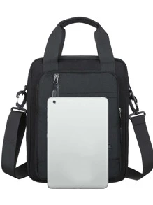 Hombres Bolsa cuadrada con estampado de letra - Negro - Ver 6