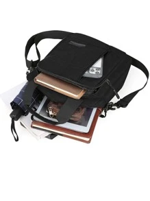 Hombres Bolsa cuadrada con estampado de letra - Negro - Ver 7