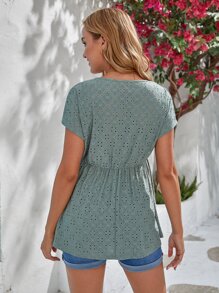 SHEIN Grossesse T-shirt encolure V à bouton à volants