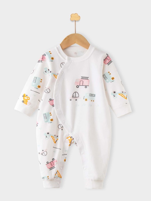 Baby Cartoon Graphic Button Front Jumpsuit