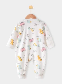 嬰兒卡通圖案前紐扣連身褲 - 彩色 - 查看 2