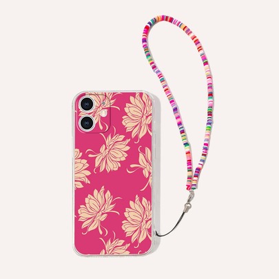 Floral Print Phone Case With Lanyard